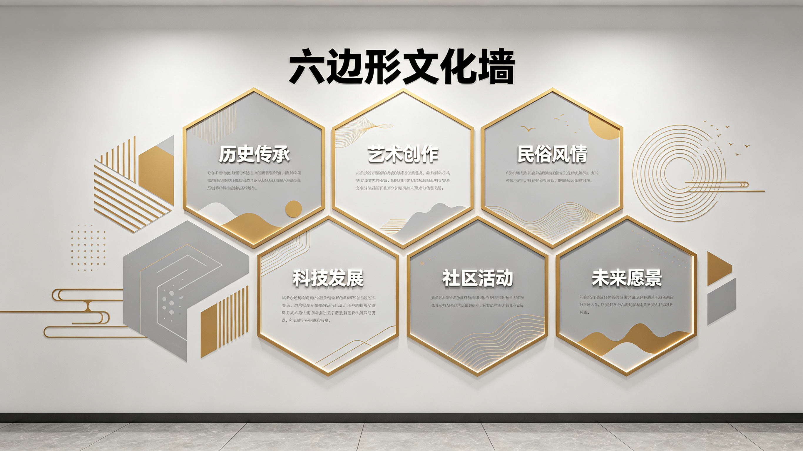  万安企业文化墙 | 六边形信息美学